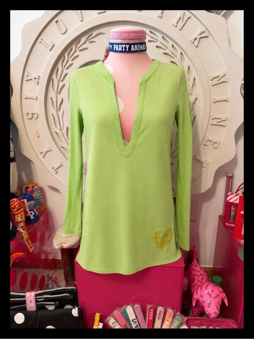 💕ⓅⒾⓃⓀ ⓋⓈ Y2K/SUPER RARE/VHTF Lime Green Embroidered Swim Coverup ✨EUC✨💕